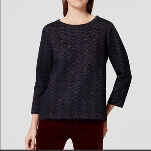 Loft Shimmery 3/4 Sleeve Sweatshirt